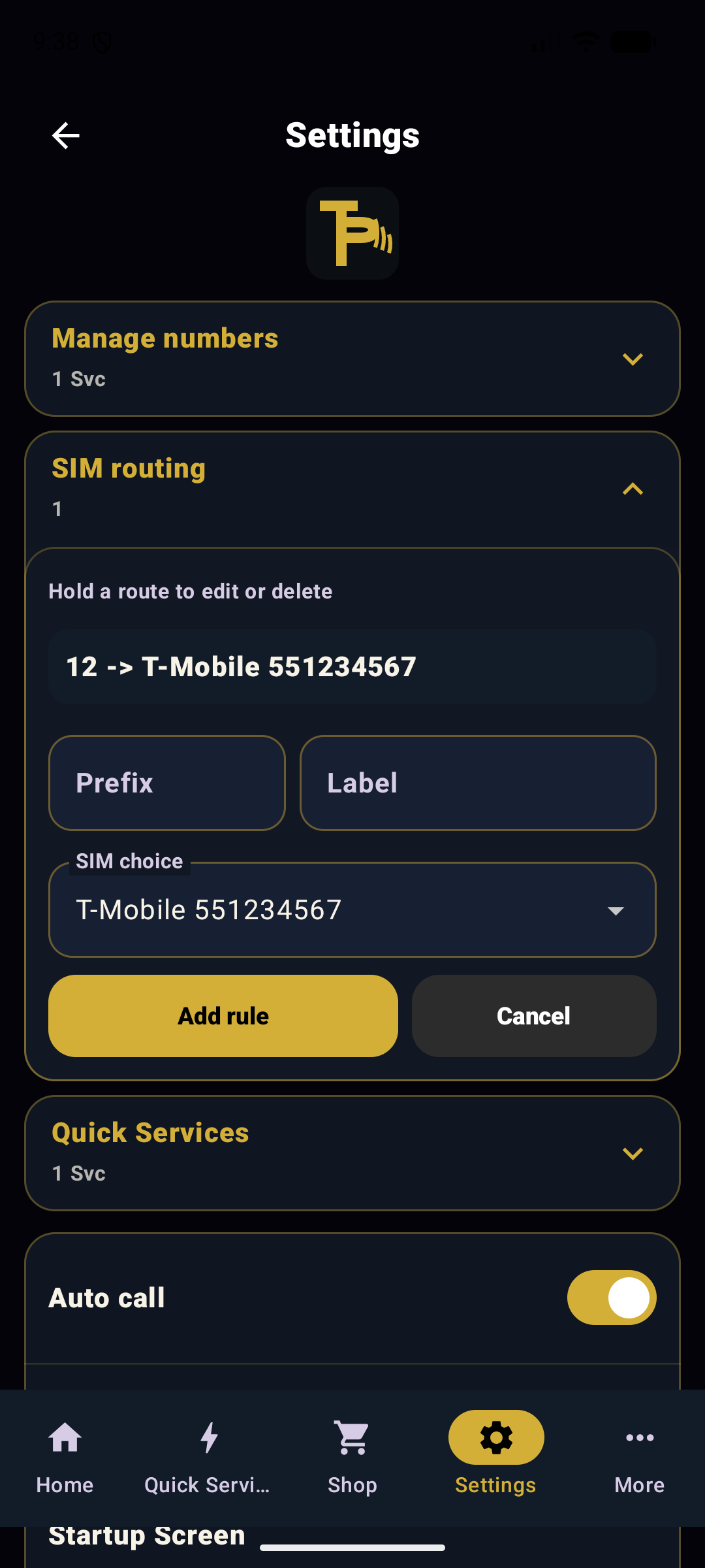 SIM Routing